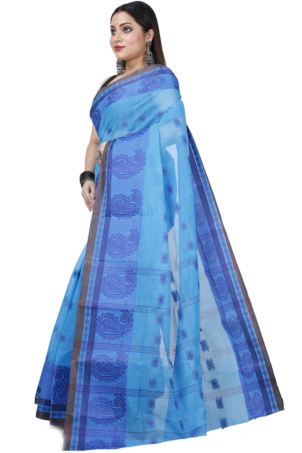 Blue Pure Cotton Aloka Tant Saree (908)